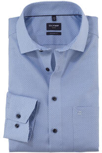 OLYMP Business Hemd Luxor blau gemustert Modern Fit Langarm