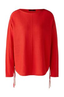 Oui Pullover mit Seide aura orange