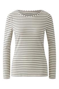 OUI Langarm Shirt Dk-braun gestreift