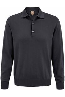 MAERZ Polo-Pullover anthrazit aus Merinowolle