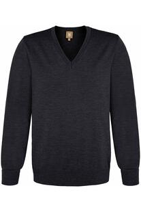 MAERZ V-Ausschnitt Pullover anthrazit extra feine Merinowolle