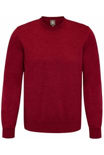 MAERZ Rundhals Pullover bordeaux extra feine Merinowolle