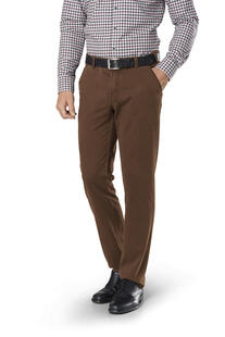 CLUB OF COMFORT High Stretch Baumwoll-Hose cognac Garvey Flat-Front