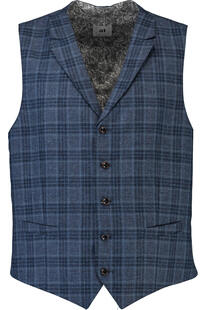 ATELIER TORINO Weste blau kariert mit Leinen