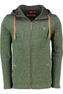 OS TRACHTEN Fleece-Jacke gr�n meliert mit Kapuze