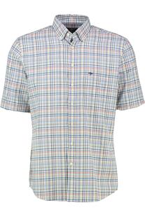 FYNCH HATTON Hemd rot kariert Regular Fit Kurzarm