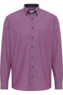 ETERNA Karo Hemd bordeaux kariert Comfort Fit Langarm Button-down