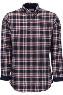 BRAX Leicht Flanell Hemd Daniel blau/rot kariert Modern Fit Langarm Button-down