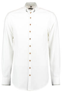 OS TRACHTEN Hemd wei�/gr�n Slim Fit Langarm