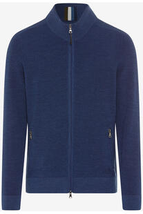 BRAX Strickjacke John blau au�en Wolle, innen Baumwolle