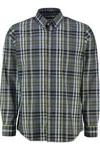 BRAX Hemd Daniel blau/gr�n kariert Modern Fit Langarm Button-Down