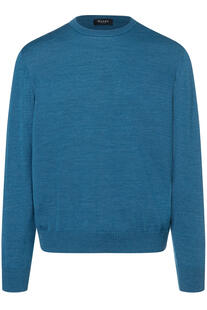 MAERZ Rundhals Pullover blau extra feine Merinowolle