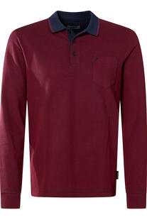 PIERRE CARDIN Langarm Polo Shirt rot gemustert Modern Fit