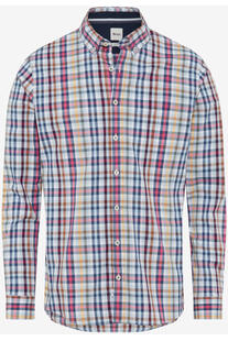 BRAX Hemd Daniel hellblau kariert Modern Fit Langarm Button-Down