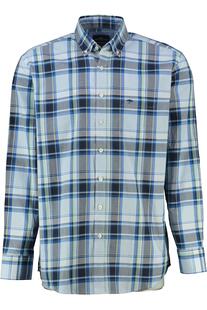FYNCH HATTON Hemd blau/gr�n kariert Comfort Fit Langarm Button-down