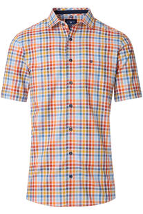 REDMOND Hemd gelb kariert Regular Fit Kurzarm Button-Down
