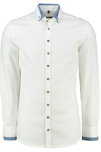 OS TRACHTEN Hemd weiss/blau Slim Fit
