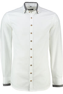 OS TRACHTEN Hemd weiss/schwarz Slim Fit