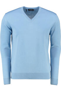 MAERZ V-Ausschnitt Pullover hellblau extra feine Merinowolle