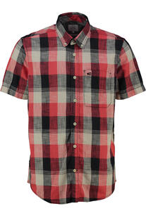 camel active Karo Hemd rot kariert Regular Fit Kurzarm