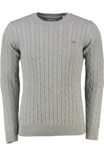 GANT Zopfstrick Rundhalspullover grey melange