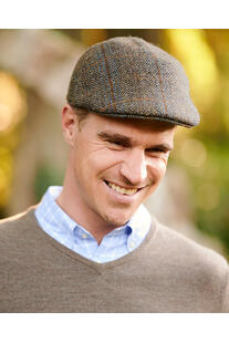WELLINGTON OF BILMORE Harries Tweed M�tze Henry Cap green blue herringbone kariert