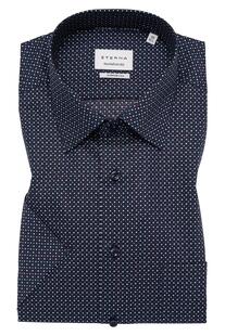 ETERNA Hemd navy gepunktet Comfort Fit Kurzarm