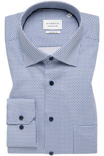 ETERNA Hemd himmelblau gemustert Comfort Fit Langarm