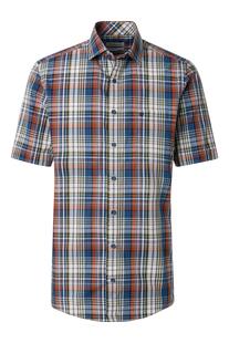 REDMOND Hemd braun kariert Comfort Fit Kurzarm