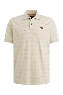 PME LEGEND Pique`Polo Shirt bone white gestreift