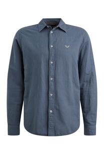 PME LEGEND Leinen Hemd bijou blue Langarm