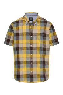 camel active Karo Hemd sun yellow kariert Regular Fit Kurzarm
