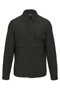 FYNCH HATTON Leinen Overshirt Herringbone dark khaki Casual Fit