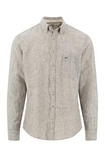 FYNCH HATTON Leinen Hemd dark khaki Casual Fit