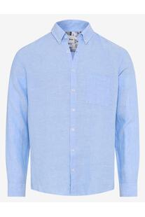 BRAX Leinen Hemd Daniel sky Modern Fit Langarm