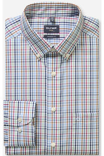 OLYMP Karo Hemd Luxor marine kariert Modern Fit Langarm