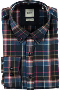 BRAX Light Flanell Hemd Daniel magenta kariert Modern Fit Langarm
