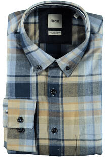 BRAX Light Flanell Hemd Daniel navy kariert Modern Fit Langarm