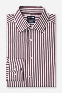 OLYMP Hemd Luxor bordeaux gestreift Modern Fit Langarm