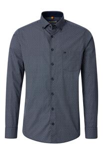 REDMOND Hemd blau gemustert Casual Fit