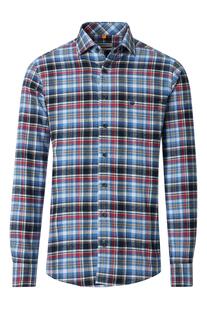REDMOND Flanell Hemd blau kariert Casual Fit Langarm
