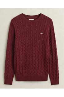 GANT Zopfstrick Rundhalspullover deep grape wine Regular Fit