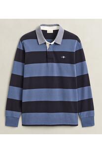 GANT Heavy Rugger Polo Shirt blue horizon gestreift Regular Fit Langarm