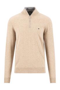 FYNCH HATTON Cashmere Troyer taupe einfarbig Casual Fit