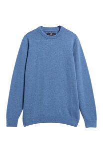 BARBOUR Rundhals Pullover Essential tarn Blue einfarbig