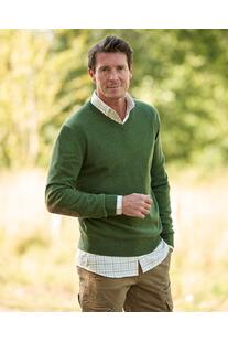 WELLINGTON OF BILMORE Lambswool V-Ausschnitt Pullover Jack racing green
