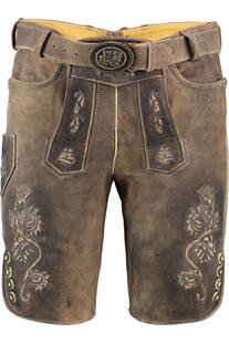 MADDOX Leder Shorts Silbersee blei einfarbig