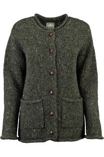 ARAN Strickjacke oliv  im typischen Irland Aran Strick