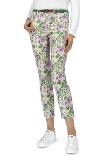 BRAX 7/8 Hose Mary gr�n gebl�mt Slim Fit in Baumwoll-Stretch-Qualit�t