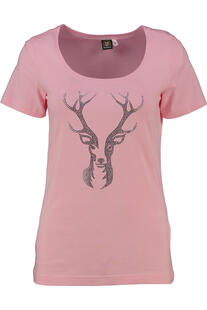 OS TRACHTEN Shirt rosa  mit Hirsch-Applikation